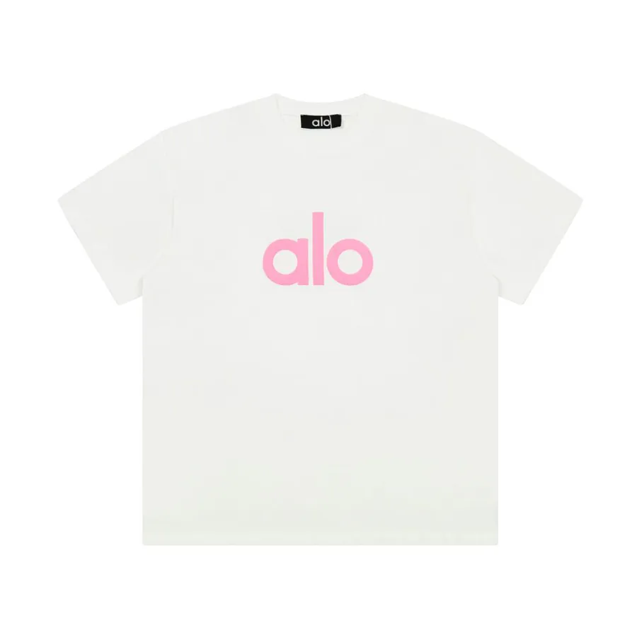 Alo 25 New Spring Summer Loose Crew Neck Foam Print T Shirt
