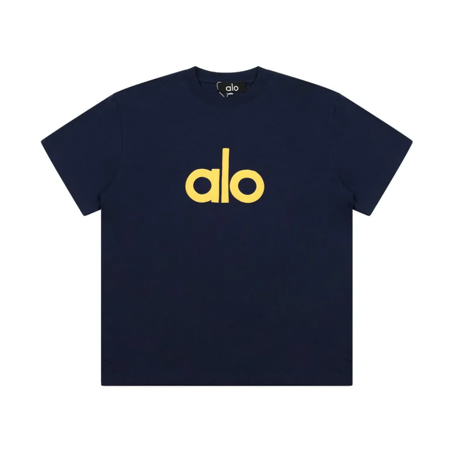 Alo 25 New Spring Summer Loose Crew Neck Foam Print T Shirt