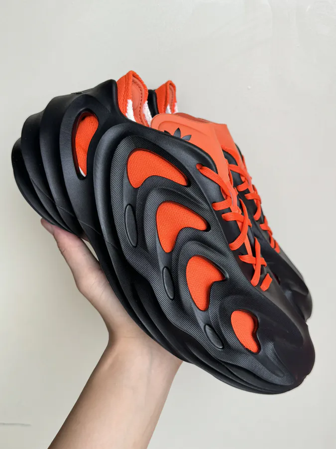 AdiFOM Q Black and Orange Suede Slippers