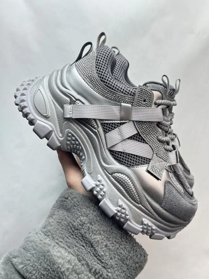 GG CC Dad Shoes in Silver White