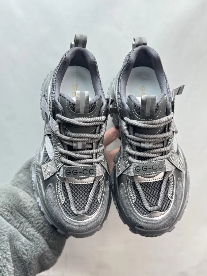 GG CC Dad Shoes in Silver White