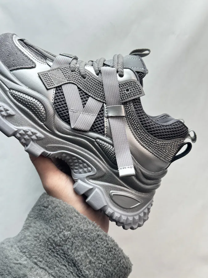 GG CC Dad Shoes in Silver White