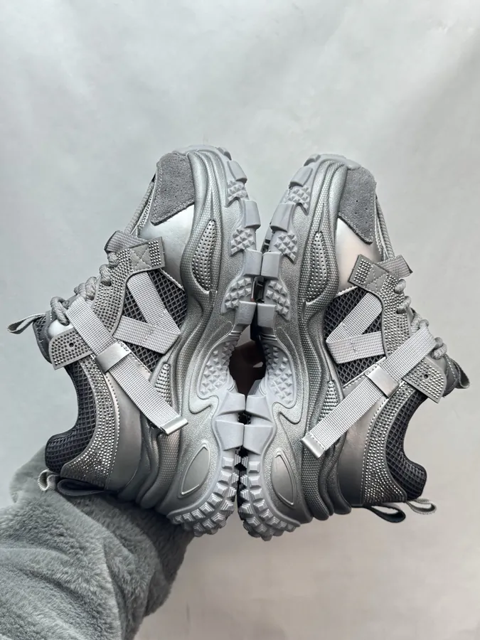 GG CC Dad Shoes in Silver White