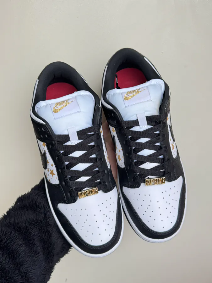 Supreme x Nike Dunk SB Black Stars Low Top Sneakers