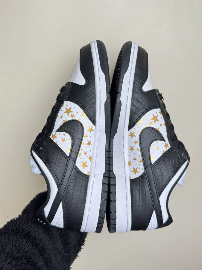 Supreme x Nike Dunk SB Black Stars Low Top Sneakers