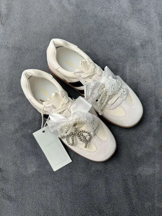 GG CC Lace Pearl Bow Derbies
