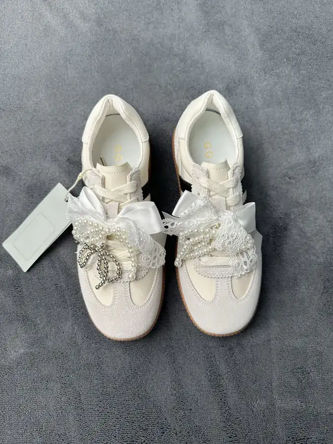 GG CC Lace Pearl Bow Derbies