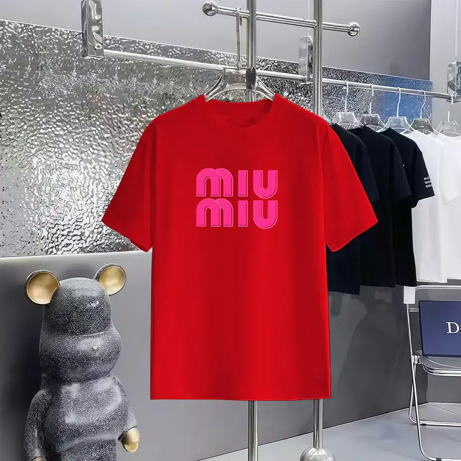 MiuMiu Print Round Neck Short Sleeve T Shirt