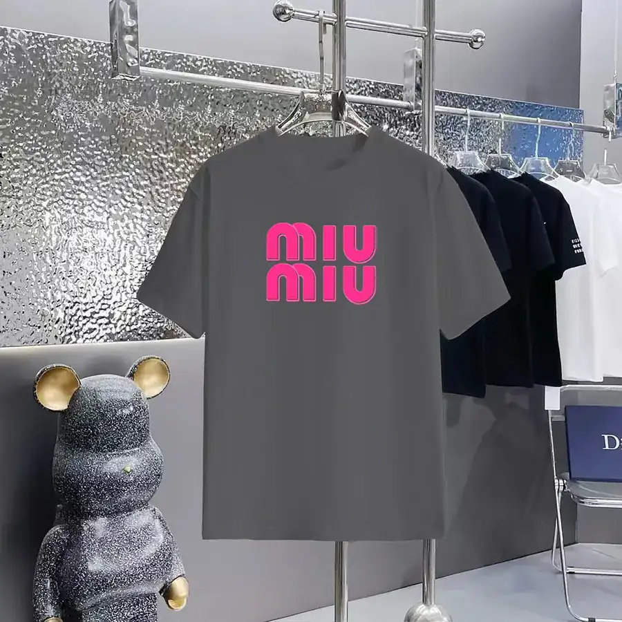 MiuMiu Print Round Neck Short Sleeve T shirt