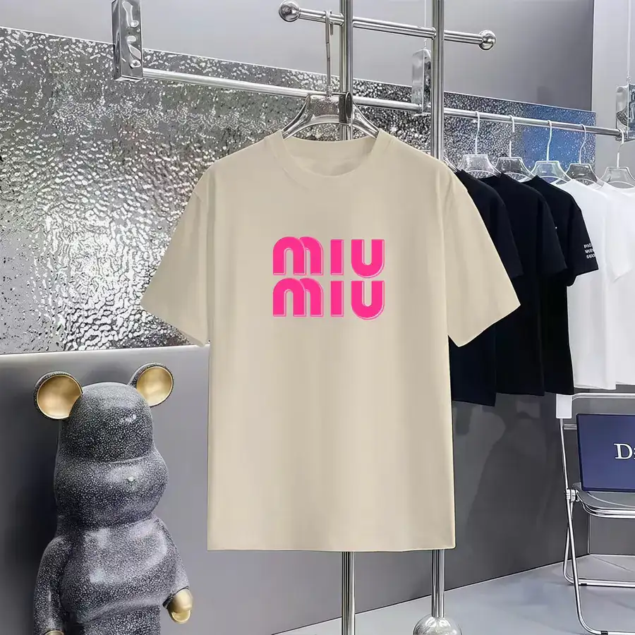 MiuMiu Print Round Neck Short Sleeve T shirt