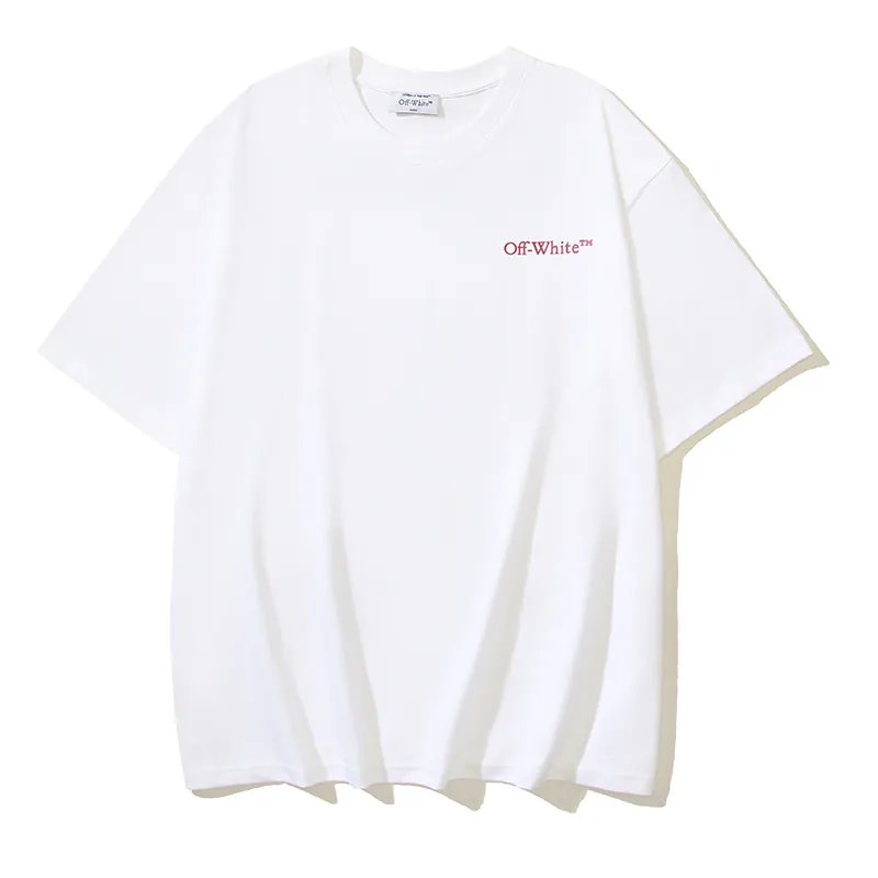 OFF WHITE Cotton Short Sleeve T Shirt with Arrow Logo Print