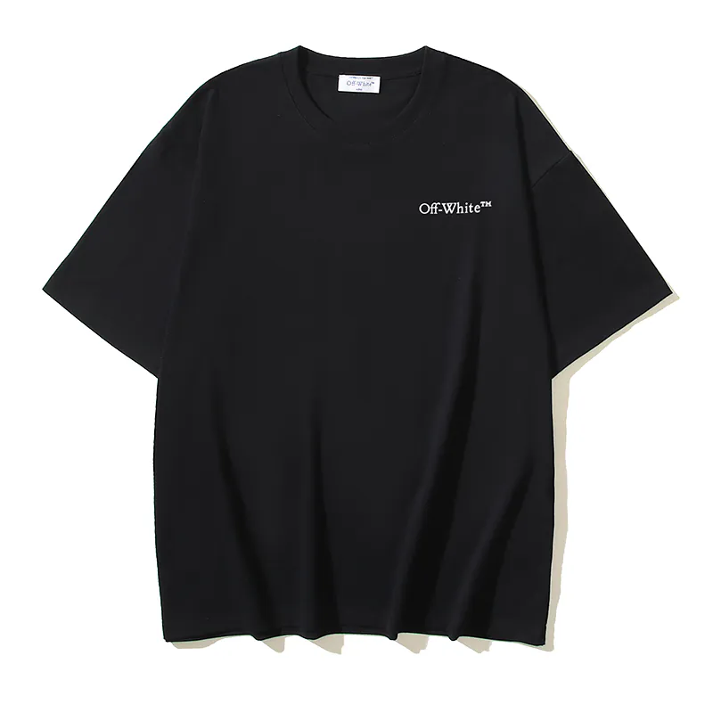 OFF WHITE Cotton Short Sleeve T Shirt with Arrow Logo Print