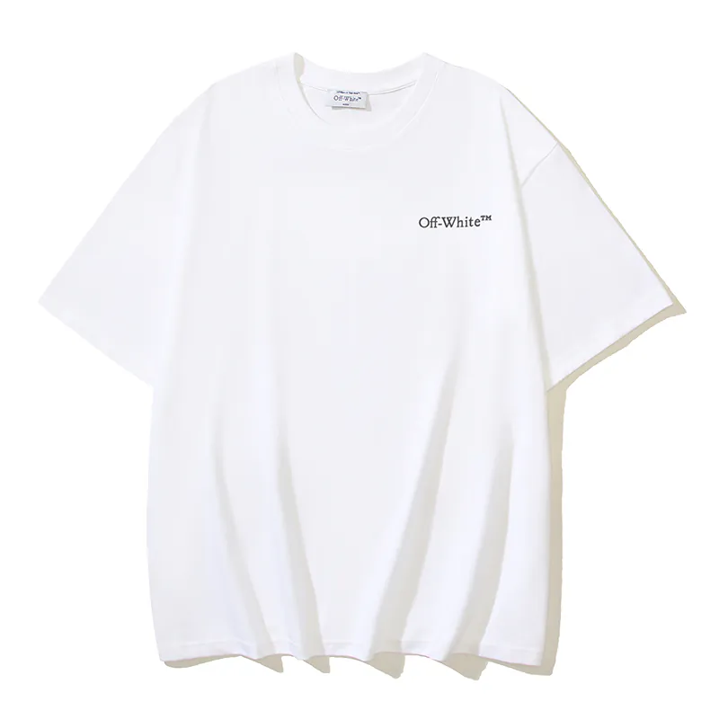 OFF WHITE Cotton Short Sleeve T Shirt with Arrow Logo Print