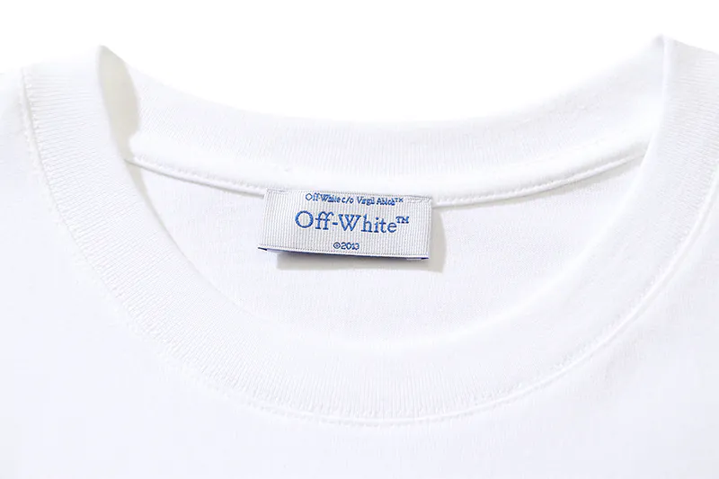 OFF WHITE Cotton Short Sleeve T Shirt with Arrow Logo Print