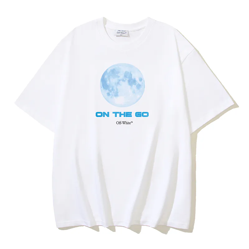 OFF WHITE On the Go Moon Print Short Sleeve T Shirt in Black, White, Blue