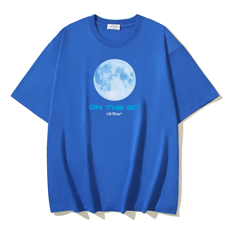 OFF WHITE On the Go Moon Print Short Sleeve T Shirt in Black, White, Blue