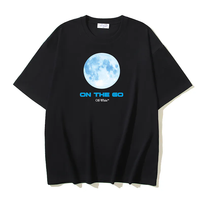 OFF WHITE On the Go Moon Print Short Sleeve T Shirt in Black, White, Blue