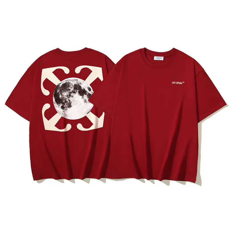 OFF WHITE Moonwalk Arrow Print Cotton T Shirt in Wine Red