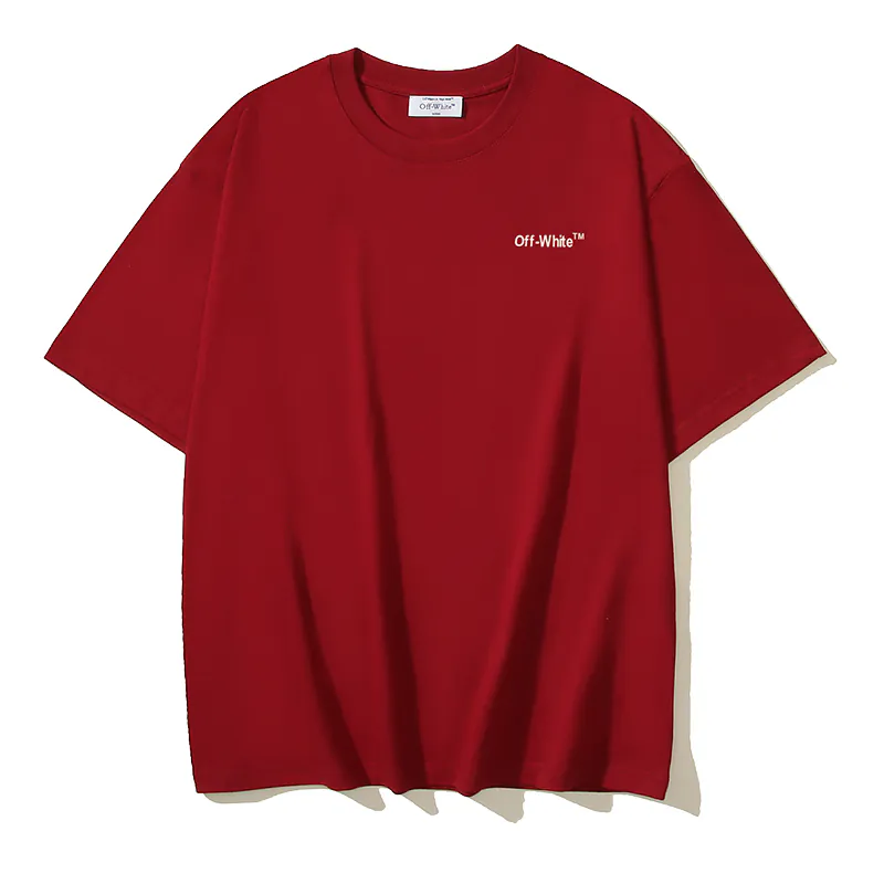 OFF WHITE Moonwalk Arrow Print Cotton T Shirt in Wine Red