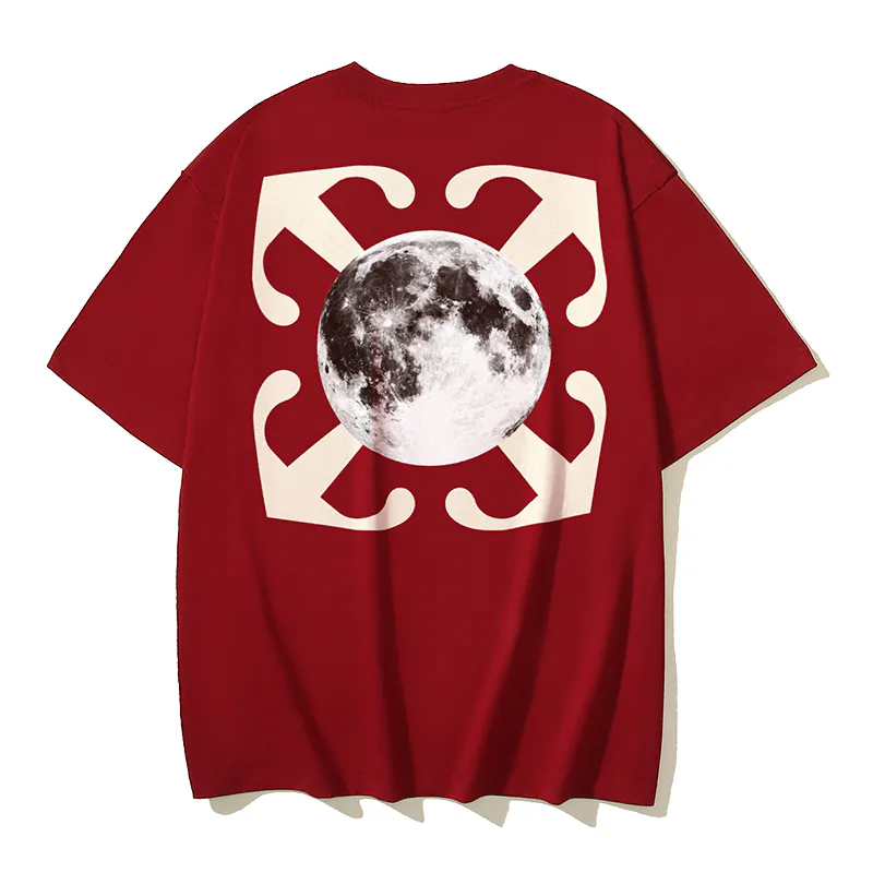 OFF WHITE Moonwalk Arrow Print Cotton T Shirt in Wine Red