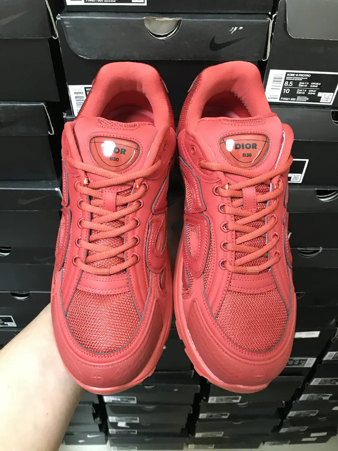 Stone Island x B30 Shoes Round Toe, Laces, Low Cut Casual Lifestyle Shoes Red