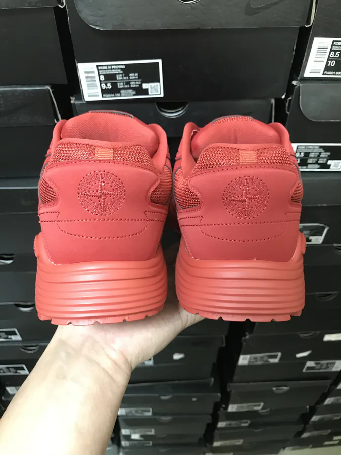 Stone Island x B30 Shoes Round Toe, Laces, Low Cut Casual Lifestyle Shoes Red