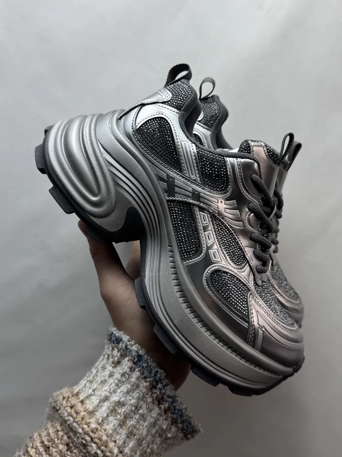 270 GG CC Dad Shoes in Silver
