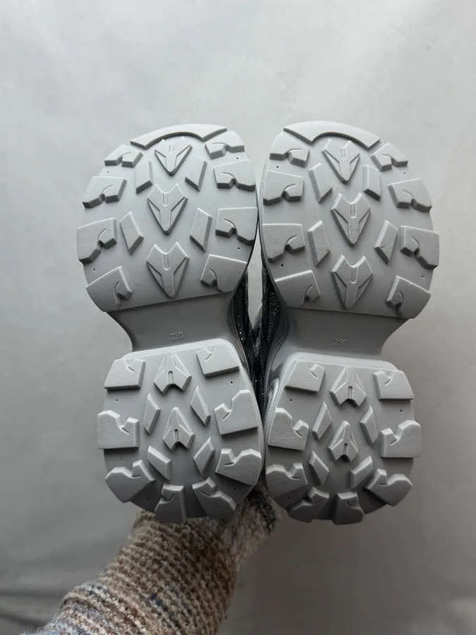 GG CC Dad Shoes in Silver and White