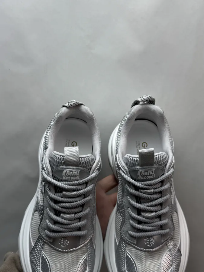 GG CC Dad Shoes in Silver and White
