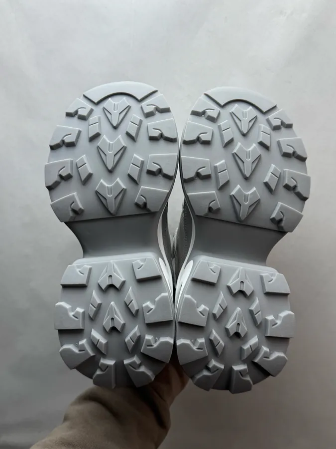 GG CC Dad Shoes in Silver and White