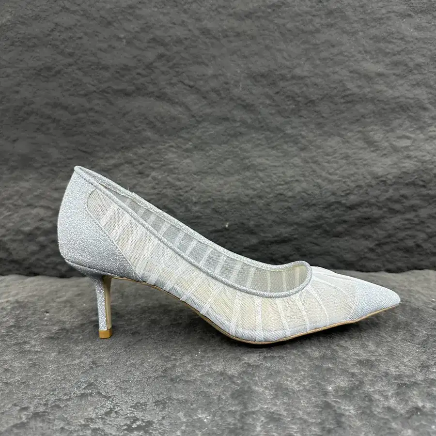 Jimmy Choo Love 65 Ivory Tulle with Metallic Glitter High Heels