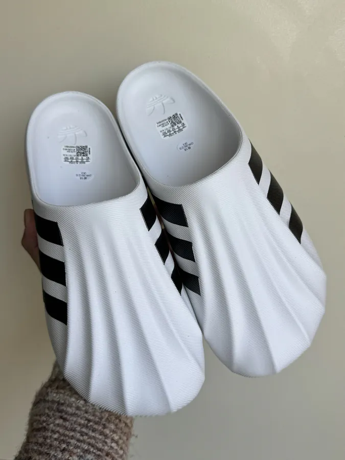 AdiFOM White Slippers with Logo