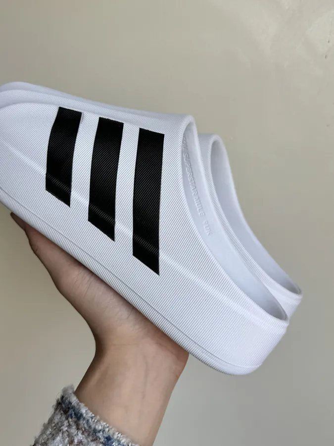 AdiFOM White Slippers with Logo