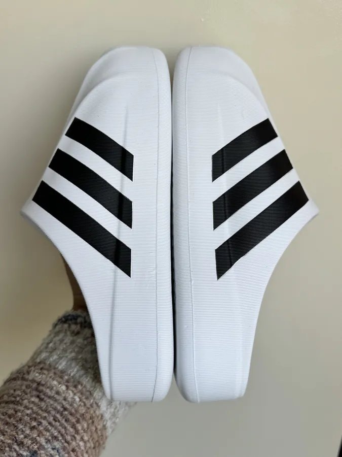 AdiFOM White Slippers with Logo