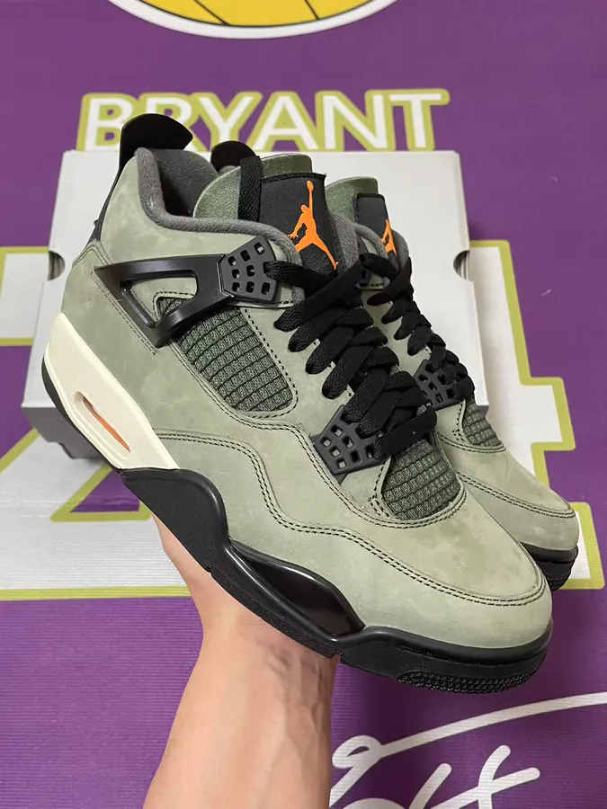 UNDEFEATED X Air 4 Retro Basketball Shoes Military Green