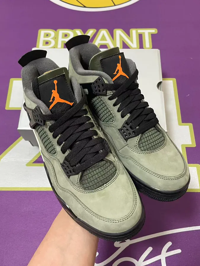 UNDEFEATED X Air 4 Retro Basketball Shoes Military Green