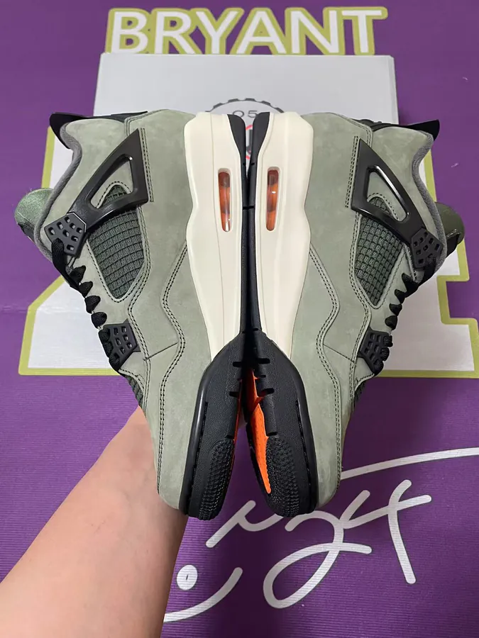 UNDEFEATED X Air 4 Retro Basketball Shoes Military Green