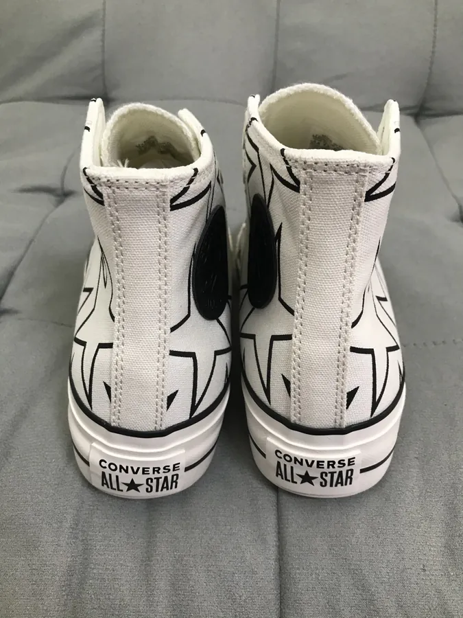 Customized White and Black Star Pattern Converse 1970s
