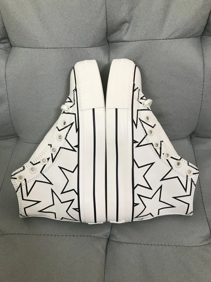 Customized White and Black Star Pattern Converse 1970s