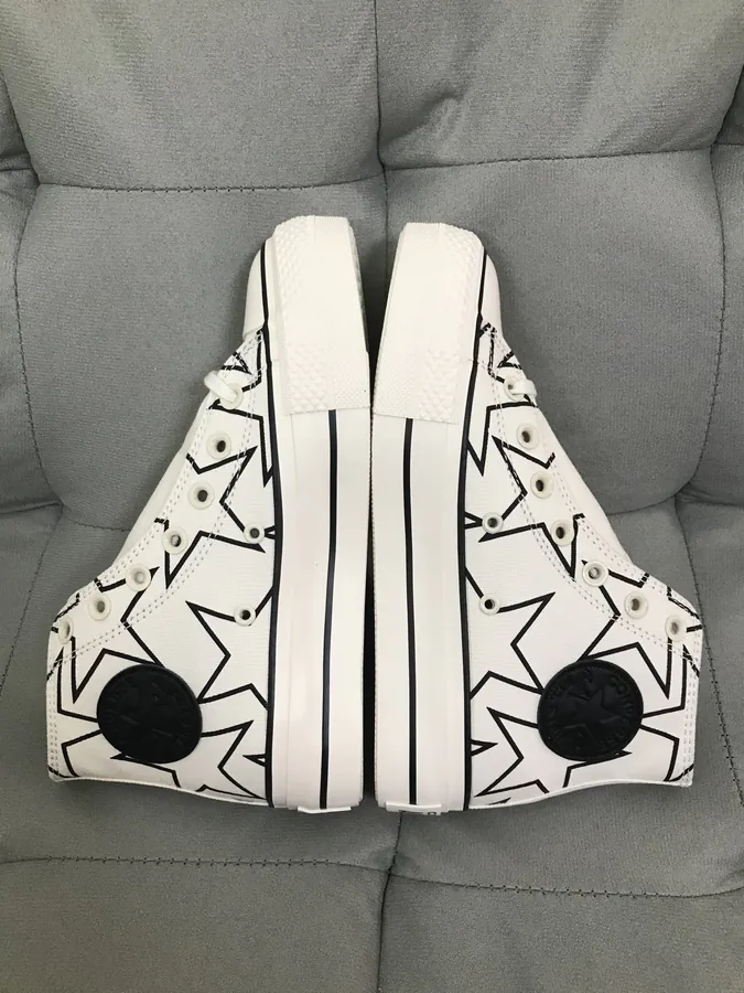 Customized White and Black Star Pattern Converse 1970s