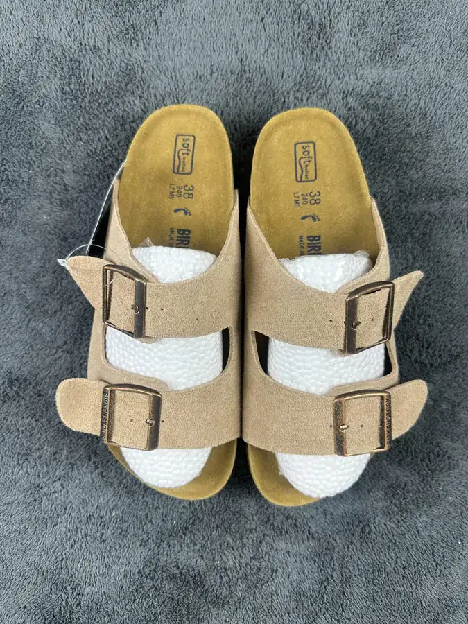 Birkenstock Boston Leather Suede Double Buckle Slippers