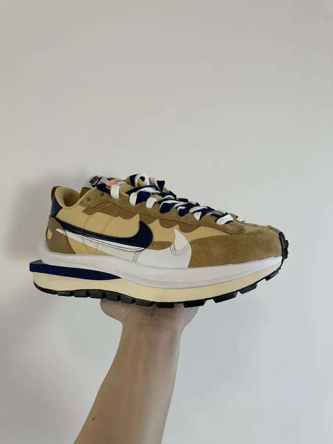 Sacai x Nike VaporWaffle in Sesame and Blue Void