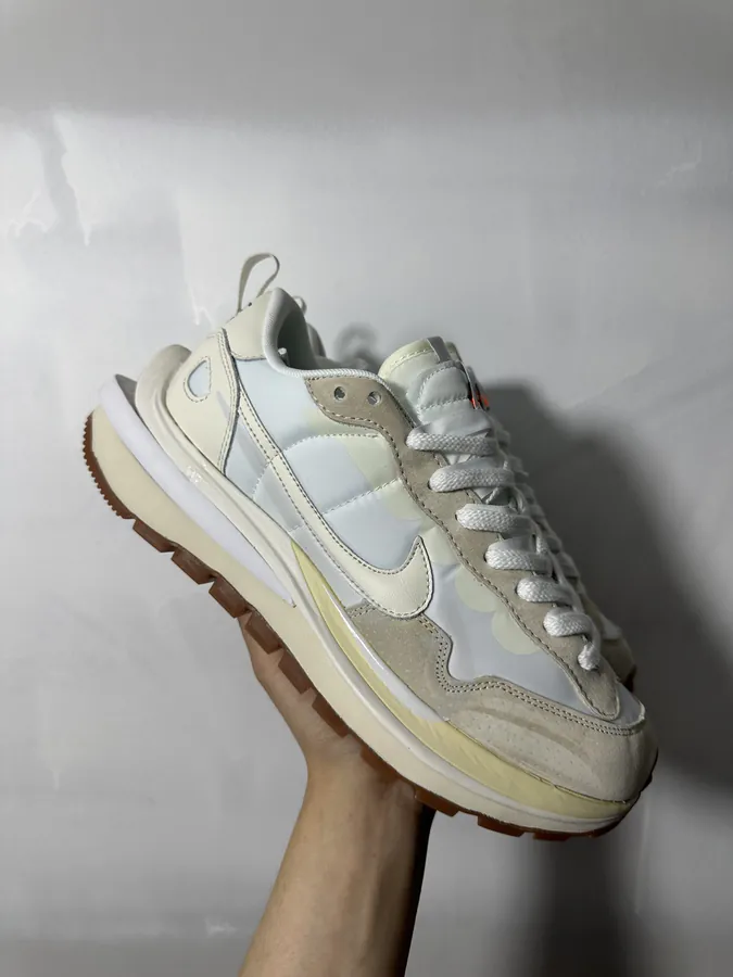 Sacai x Nike VaporWaffle in Dark Iris and Beige Brown