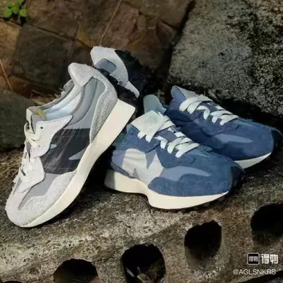NB 327 Low Top Running Shoes in Gray Blue