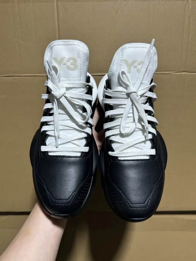 Y 3 Rubber Leather Lifestyle Sneakers Unisex, Black and White