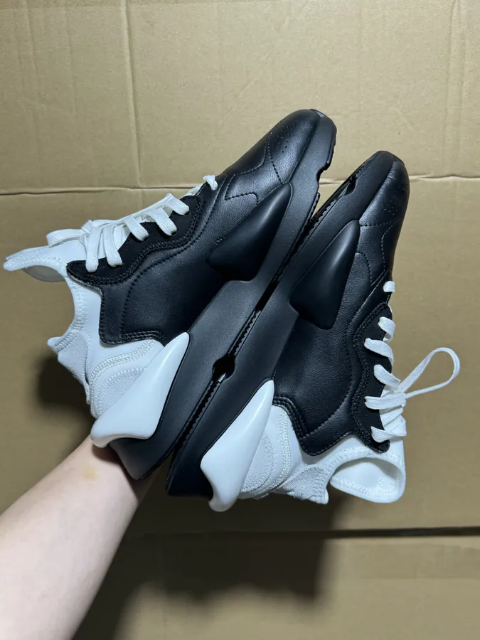 Y 3 Rubber Leather Lifestyle Sneakers Unisex, Black and White