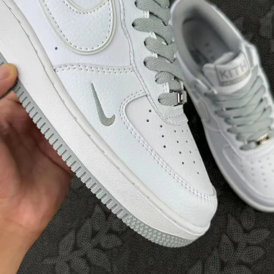 Custom Af1 KiTH Collaboration Series White and Gray Color Low Top Sneakers
