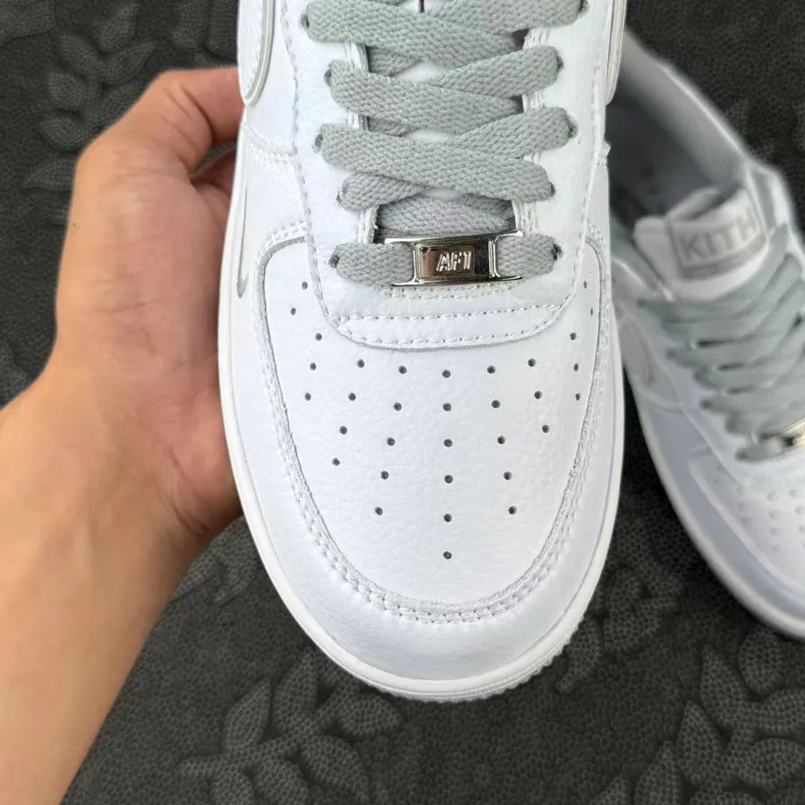 Custom Af1 KiTH Collaboration Series White and Gray Color Low Top Sneakers