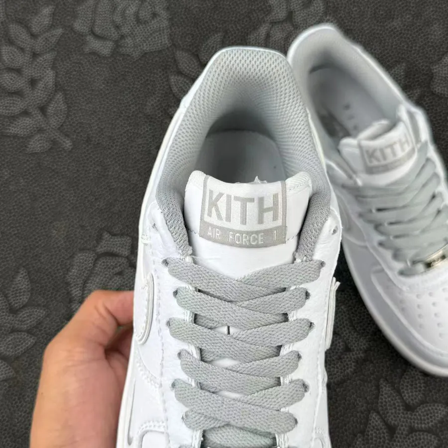 Custom Af1 KiTH Collaboration Series White and Gray Color Low Top Sneakers