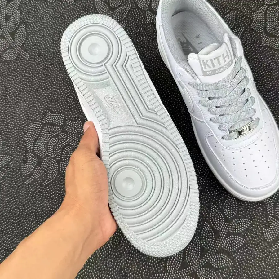 Custom Af1 KiTH Collaboration Series White and Gray Color Low Top Sneakers